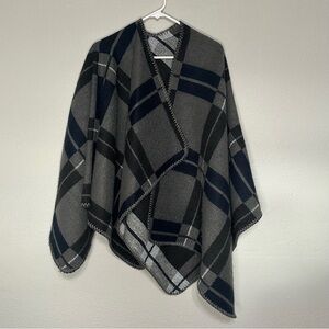 Banana Republic plaid wool poncho